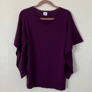 CAbi Purple Peek Pullover Knit Sweater, XL